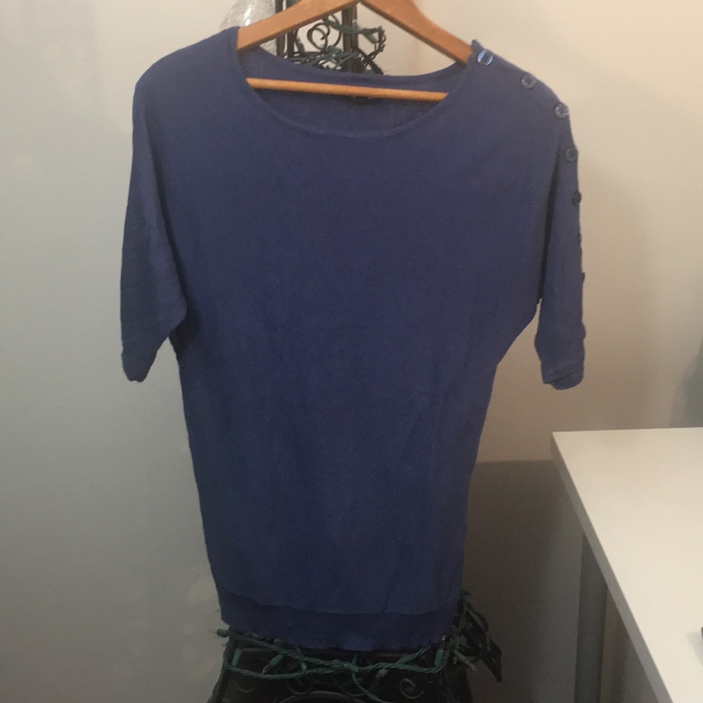 Express dark pacific blue short sleeve sweater top